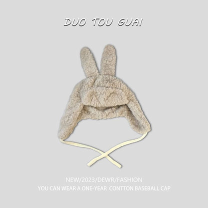 Chenille Ear Trapper Rabbit Hat
