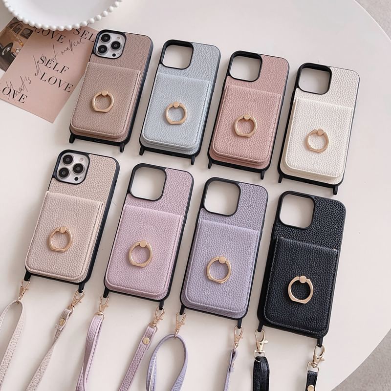 Case Faux Holder Card Leather Phone