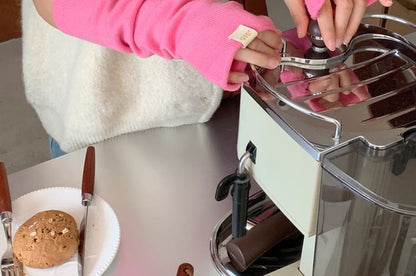 Knit Gloves Long Fingerless Plain