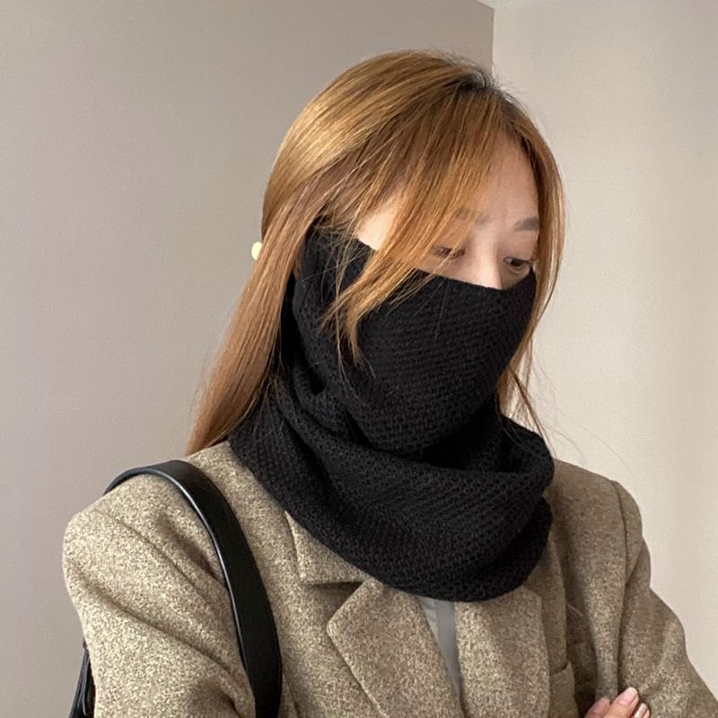 Multi-Way Beanie Knit Plain Scarf /