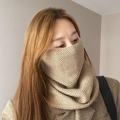 Multi-Way Beanie Knit Plain Scarf /