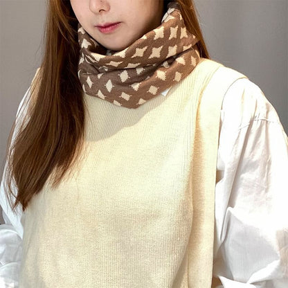 / Beanie Print Knit Scarf Multi-Way Diamond