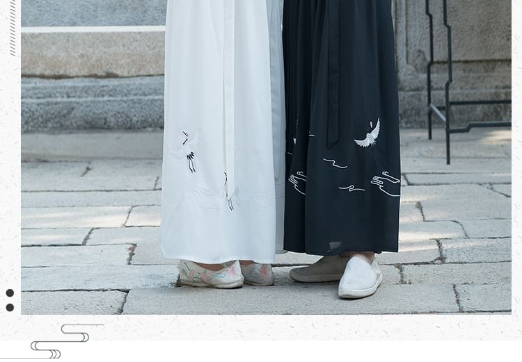 Couple Matching Crane Embroidered Hanfu Jacket / Long