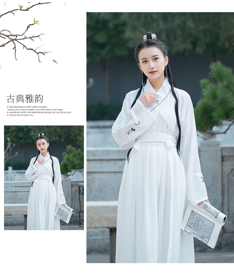 Couple Matching Crane Embroidered Hanfu Jacket / Long