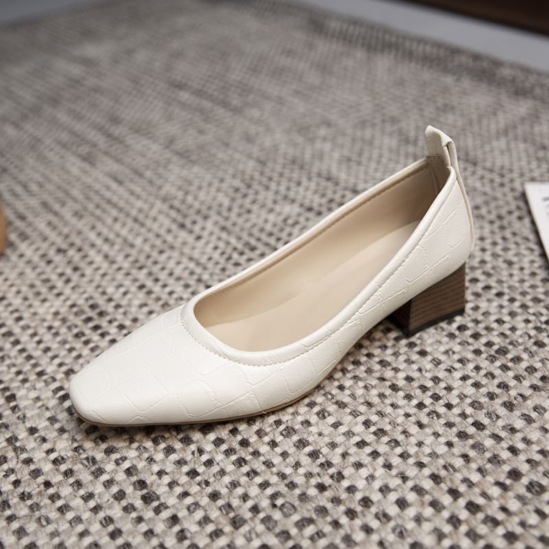 Square Pumps Toe Crocodile Grain