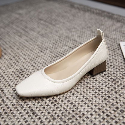 Square Pumps Toe Crocodile Grain