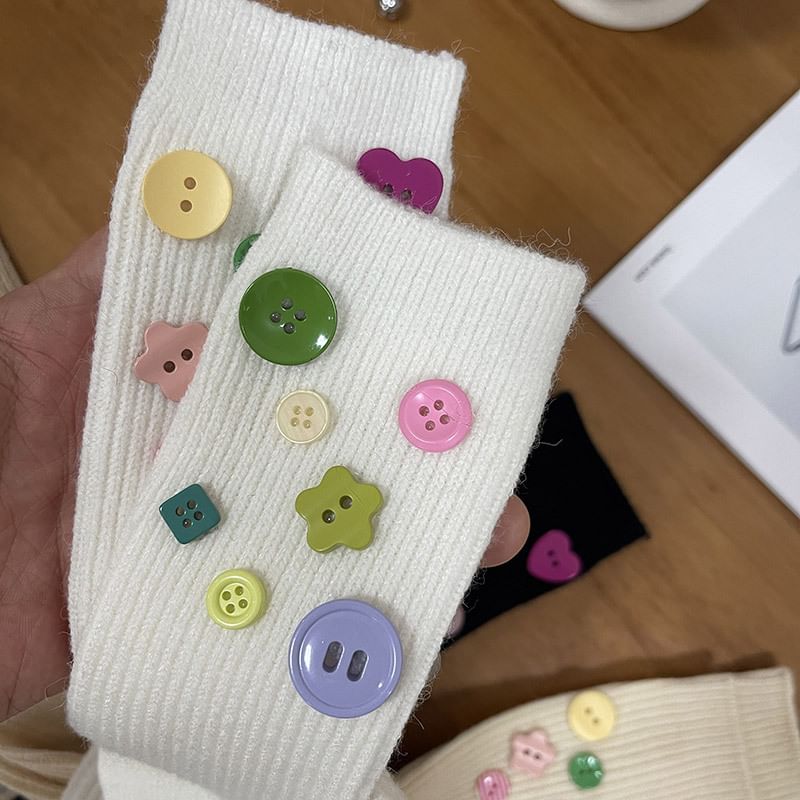 Button Accent Socks