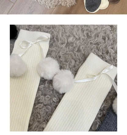 Pom Pom Knee High Socks / Over