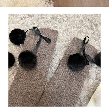 Pom Pom Knee High Socks / Over