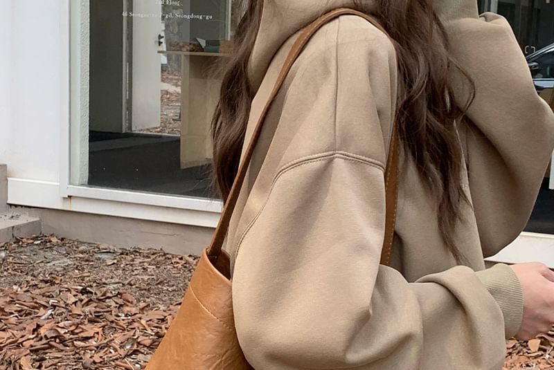 Bag Faux Plain Leather Bucket Crossbody