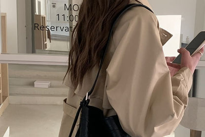 Bag Faux Plain Leather Bucket Crossbody