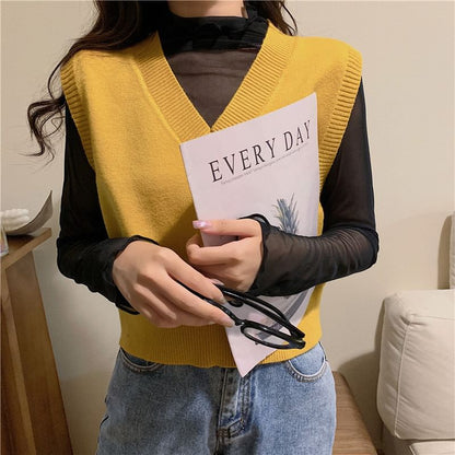 Long-Sleeve Mock Neck Plain Sheer Top