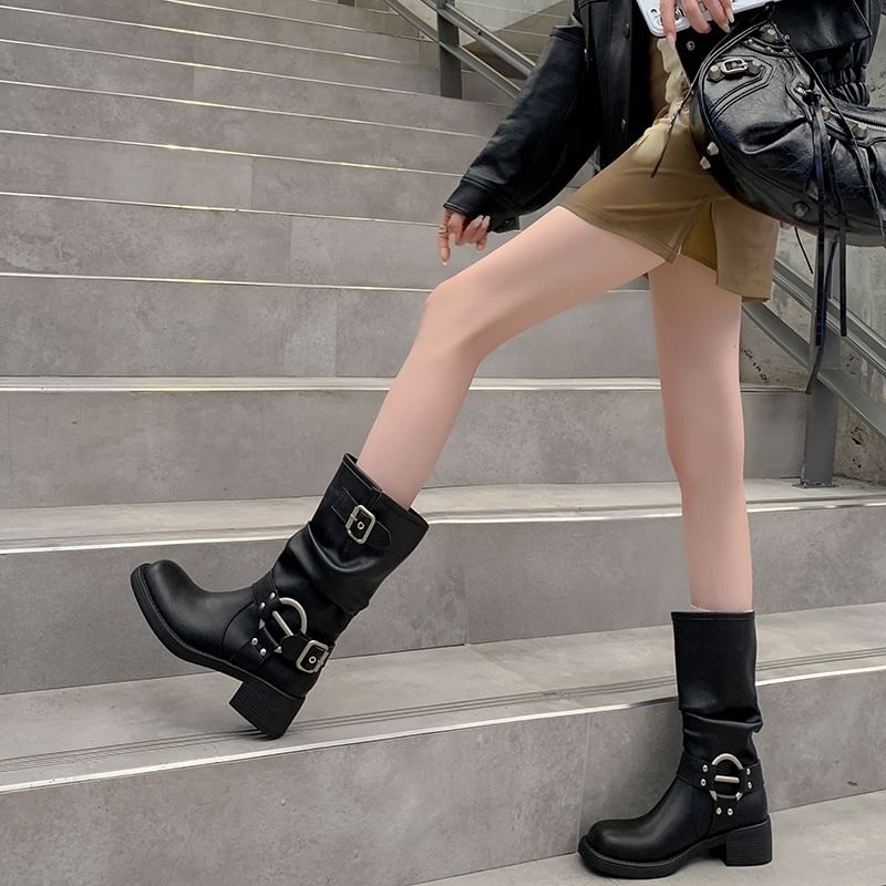 Boots Mid Calf Buckled