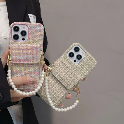 Faux Pearl Fabric Case Phone