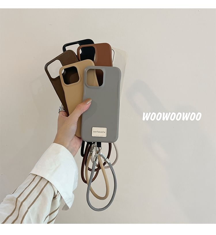 Lettering Applique Leather Faux Phone Case