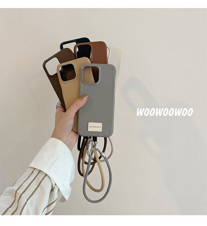 Lettering Applique Leather Faux Phone Case