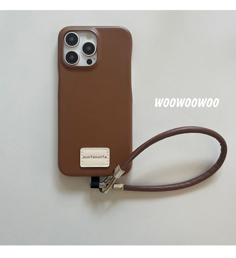 Lettering Applique Leather Faux Phone Case