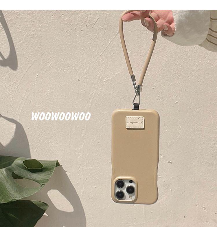 Lettering Applique Leather Faux Phone Case