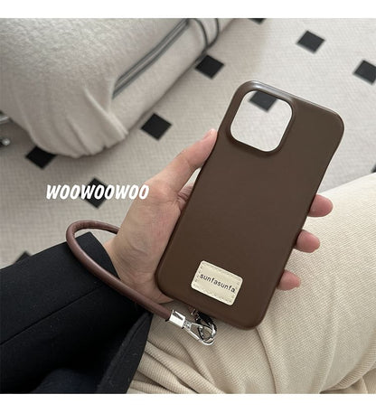 Lettering Applique Leather Faux Phone Case