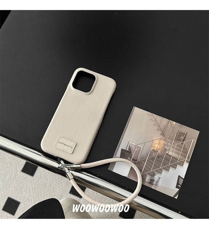 Lettering Applique Leather Faux Phone Case