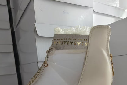 Heel Boots Mesh Trim Pointed Ankle Panel Lace Chunky