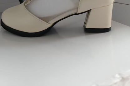 Heel Boots Mesh Trim Pointed Ankle Panel Lace Chunky