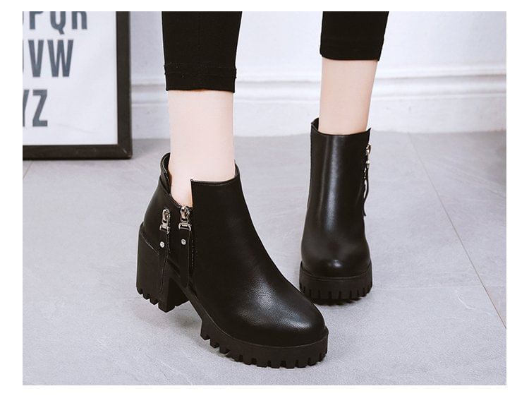 Heel Ankle Platform Chunky Boots