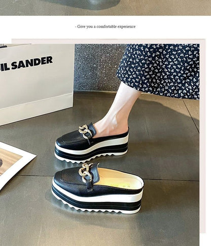 Chain Platform Loafer Detail Mules