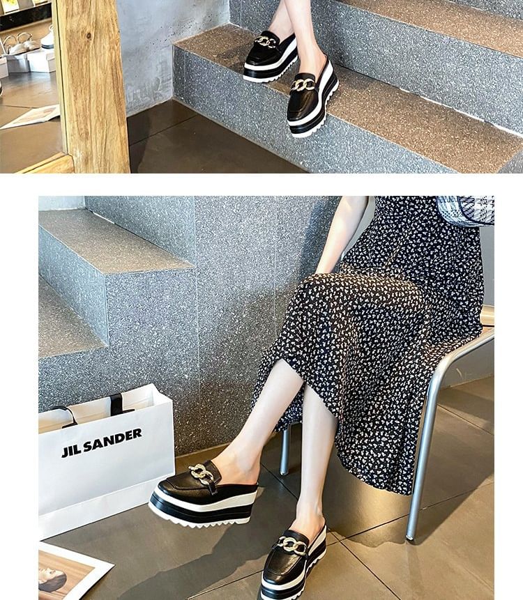 Chain Platform Loafer Detail Mules