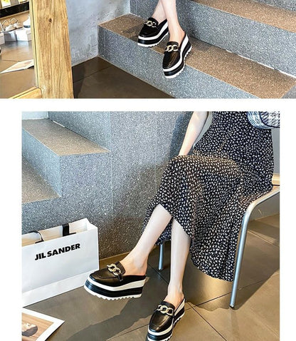 Chain Platform Loafer Detail Mules