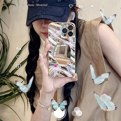 Butterfly Mirrored Phone Case - iPhone 15 Pro Max / 15 Pro / 15 / 14 Pro Max / 14 Pro / 14 / 13 Pro Max / 13 Pro / 13 / 12 Pro Max / 12 Pro / 12 / 11