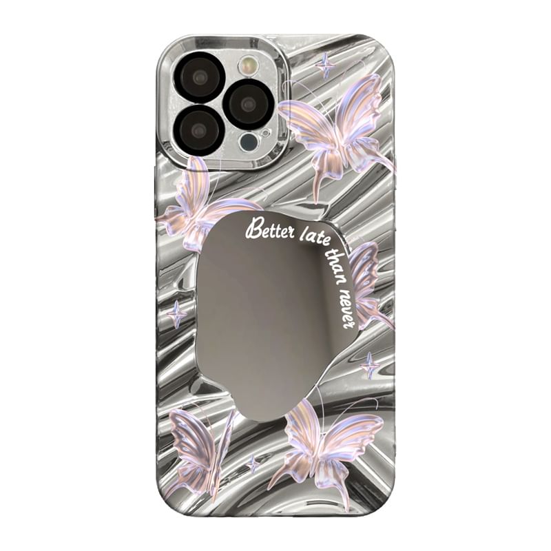 Butterfly Mirrored Phone Case - iPhone 15 Pro Max / 15 Pro / 15 / 14 Pro Max / 14 Pro / 14 / 13 Pro Max / 13 Pro / 13 / 12 Pro Max / 12 Pro / 12 / 11