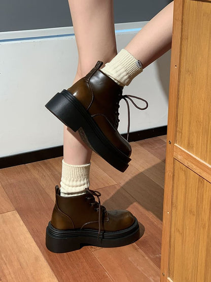 Platform Lace Up Ankle Boots