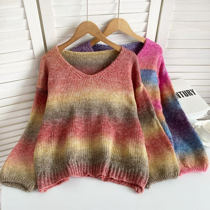 V-Neck Gradient Sweater