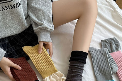 Two Tone Ribbed Socks / Set