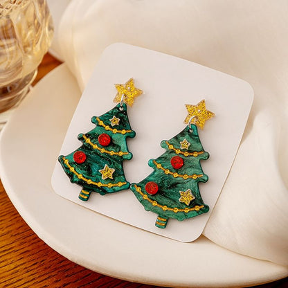 Christmas Tree Resin Drop Earring