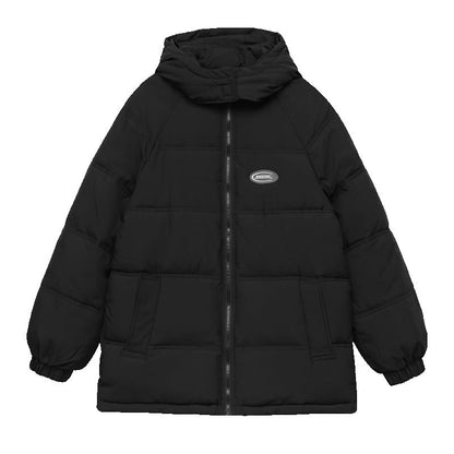 Hooded Lettering Puffer Jacket