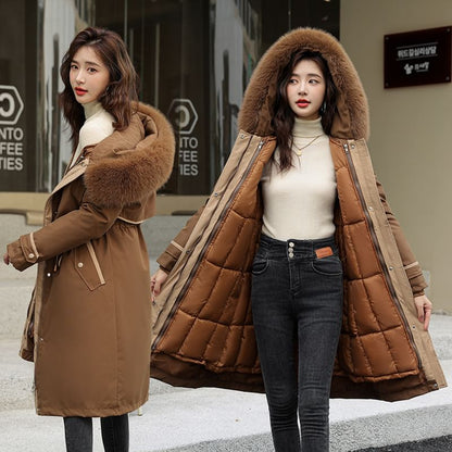 Fluffy Hooded Plain Puffer Coat