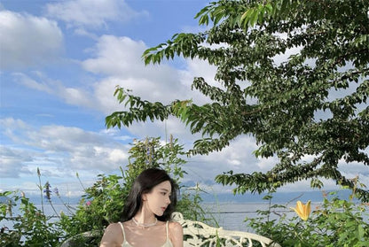 Maxi Back Neck Plain A-Line Strap Scoop Dress Open Spaghetti