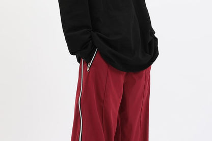 Low Waist Striped Zip-Up  Loose-Fit Wide-Leg Sweatpants