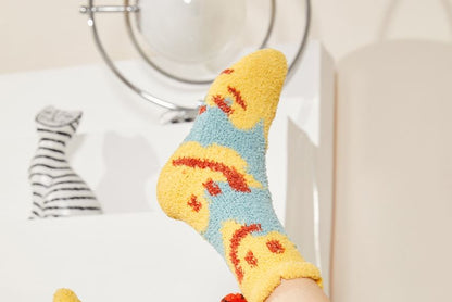 Set of 2 Pairs: Cartoon Print Fluffy Socks