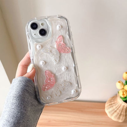 Butterfly Faux Pearl Phone Case - iPhone 15 Pro Max / 15 Pro / 15 Plus / 15 / 14 Pro Max / 14 Pro / 14 Plus / 14 / 13 Pro Max / 13 Pro / 13 / 13 mini / 12 Pro Max / 12 Pro / 12 / 12 mini / 11 Pro Max / 11 Pro / 11 / SE / XS Max / XS / XR / X