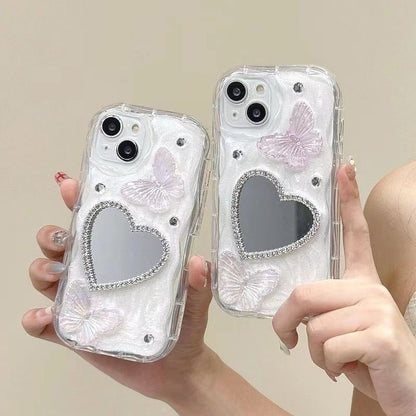 Butterfly Heart Mirrored Phone Case