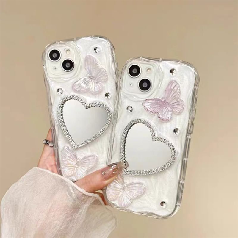 Phone Butterfly Heart Case Mirrored