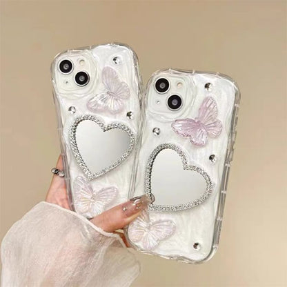 Phone Butterfly Heart Case Mirrored