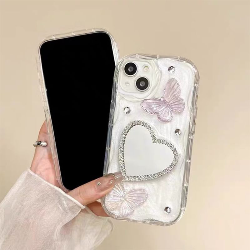 Phone Butterfly Heart Case Mirrored