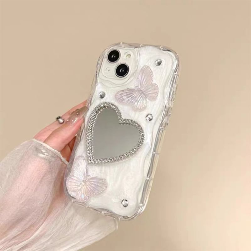 Phone Butterfly Heart Case Mirrored