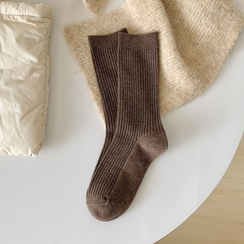 Plain Ribbed Short Socks Set