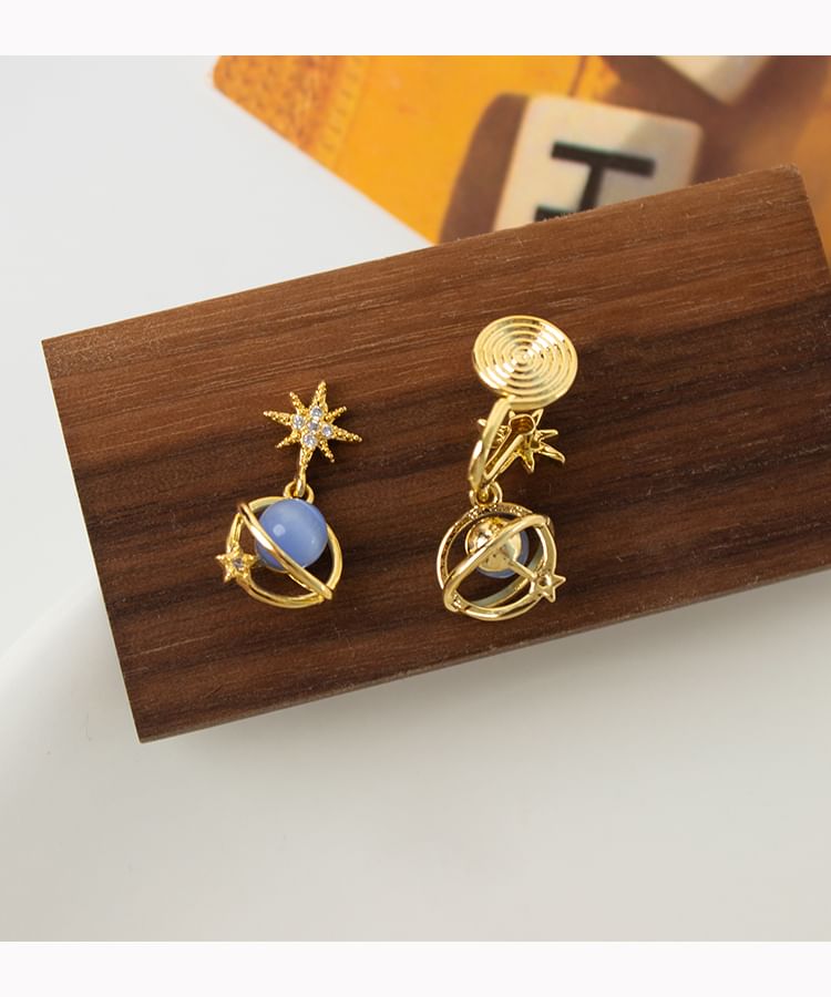 Alloy Stone Drop Eye Cat Star Faux Earring Planet