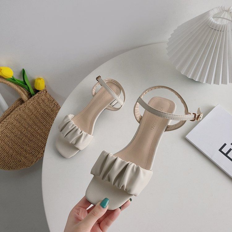 Ankle Ruched Strap Sandals